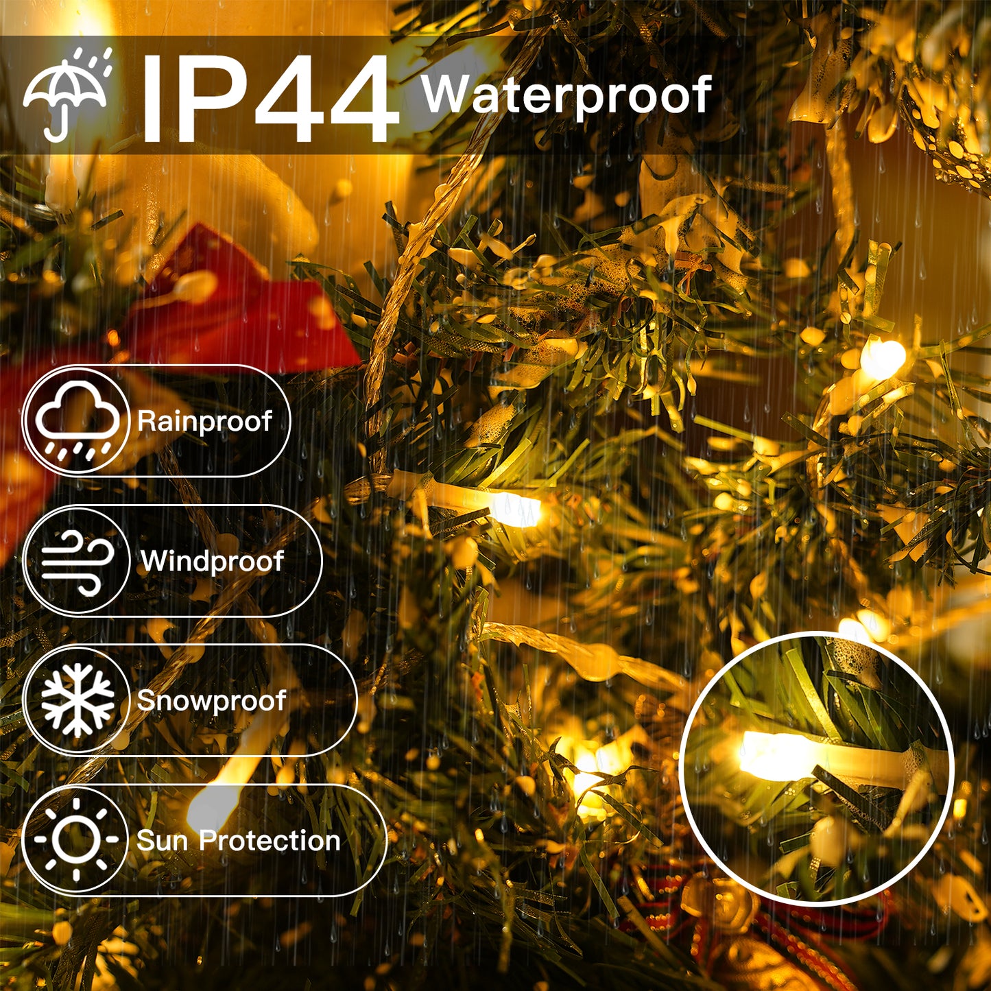 
                  
                    Ollny 66ft 200 LED Christmas String Lights, 8 Lighting Modes 3 Timing Waterproof Indoor Outdoor Christmas Lights for Holiday Decorations, Warm-white
                  
                