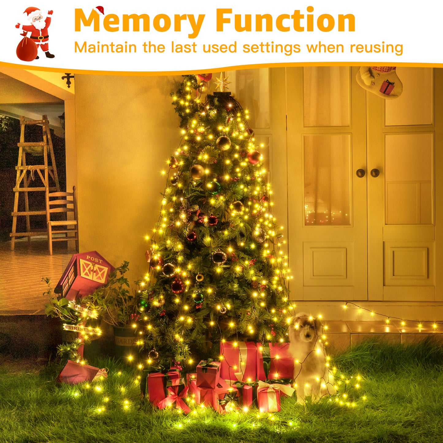 
                  
                    Ollny 200 LED Christmas Tree Lights, 8 Lighting Modes 3 Timing Waterproof Indoor Outdoor Fairy Christmas Tree Lights for Decorations, Warm-white
                  
                