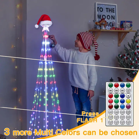 140 Led 5ft-High RGB Christmas Tree Lights For Light Show (12 Colors, 22 Modes, IP65 Waterproof, Clear Wire, Plug In)