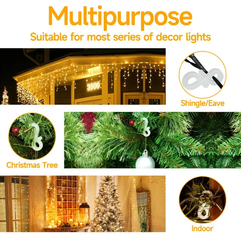 120 PCS Christmas Light Gutter Clips for Outside, Shingle, Roof
