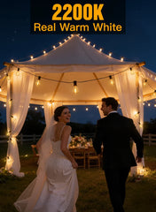 Ollny ST38 Outdoor Patio Lights for Wedding, Events, Birthday (120FT, 60 Bulbs, IP45 Waterproof, Connectable, 2200K)
