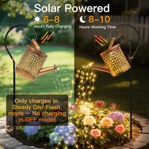 Ollny Beehive Solar Watering Can with Cascading Lights for Outdoor, Yard, Patio, Lawn(Warm White, IP65 Waterproof, 2 Modes)