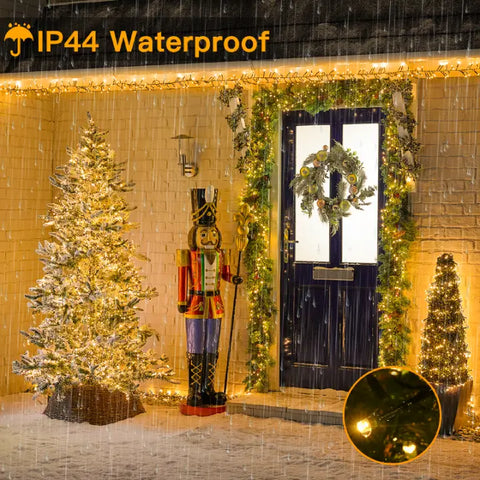 Ollny's 1000 leds warm white Christmas cluster lights are IP44 waterproof