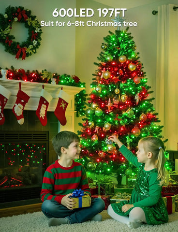 600LED 197FT Suit for 6-8ft Christmas tree