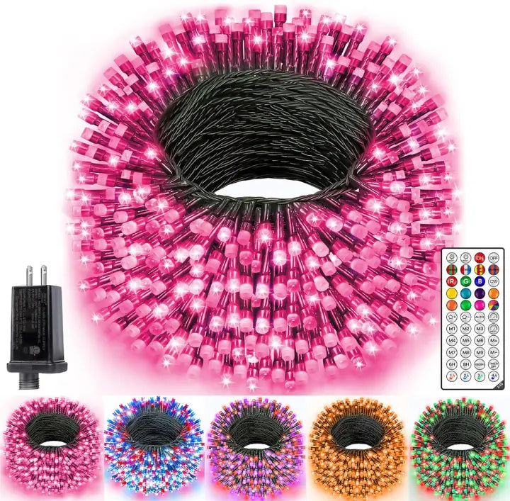 Ollny 600 LED 197ft Christmas RGB String Lights (Green Cable, 130 Modes)