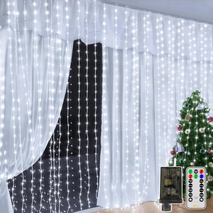 Ollny 600 led cool white curtain lights
