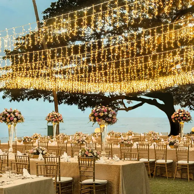 Ollny's warm white wedding icicle lights