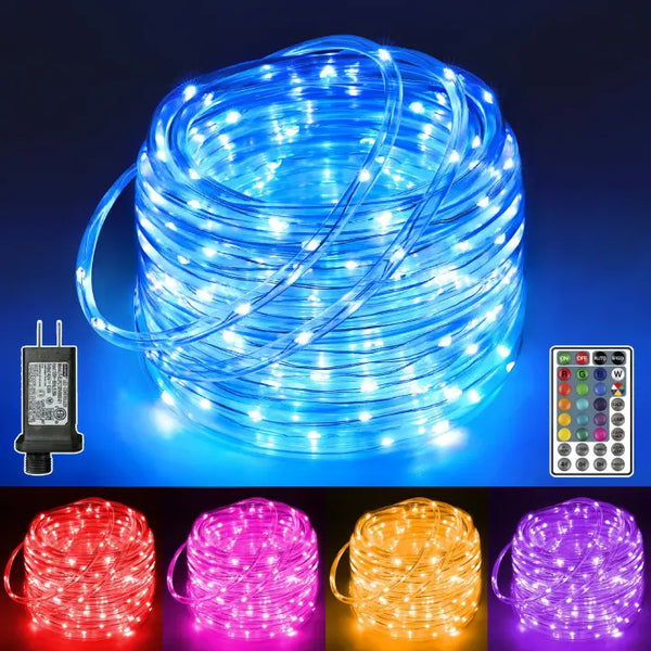 200 LED 66ft 18 Colors Changing Rope Lights (Plug-in, 8 Modes, IP68 Waterproof)