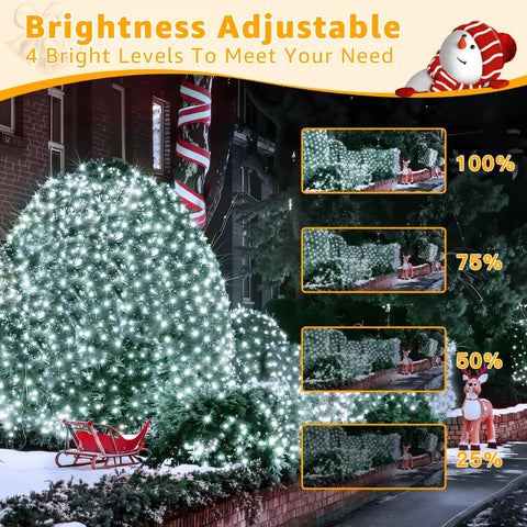 Ollny 210 LED 10*7ft Cool White Outdoor Net Lights (Green wire, IP67 Waterproof, Connectable)