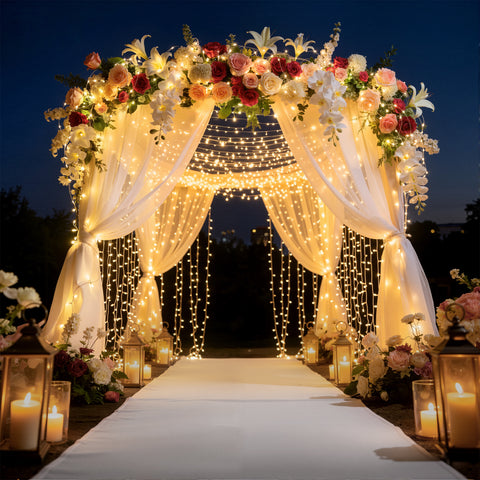 Ollny 200 LED 60ft Warm White Wedding String Lights for Events, Home, Birthday (Connectable, Clear Cable, Plug in, 8 Modes)