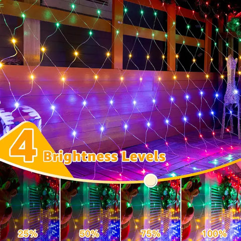 210 LED 10*7ft Multicolor IP67 Net Lights (Clear Cable, Plug in, 8 Modes, Connectable)