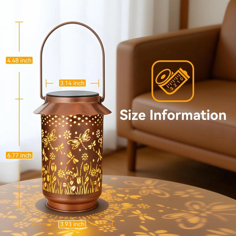 Ollny Dragonfly Solar Lanterns for Outdoor, Garden, Backyard, Patio(Warm White, IP65 Waterproof)