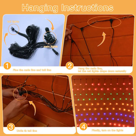 Ollny 210 LED 10*7ft Multicolor Outdoor Net Lights (Green wire, IP67 Waterproof, Connectable)