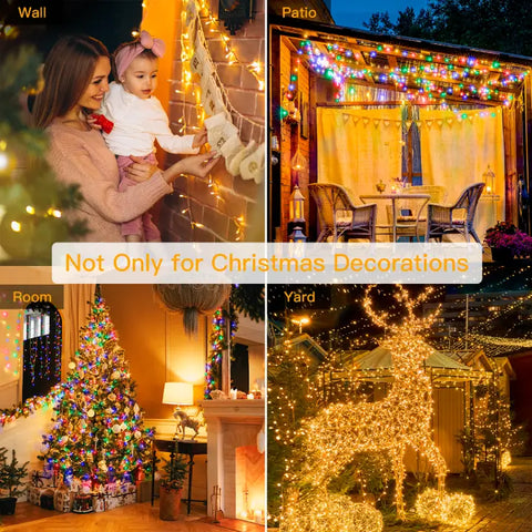 Ollny's 200 leds 66ft warm white and multi-color Christmas lights for walls, bedrooms, patios and yards