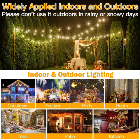 25FT Extension Cord Splitter with Multiple Outlets for Christmas Lights, Indoor, Outdoor
