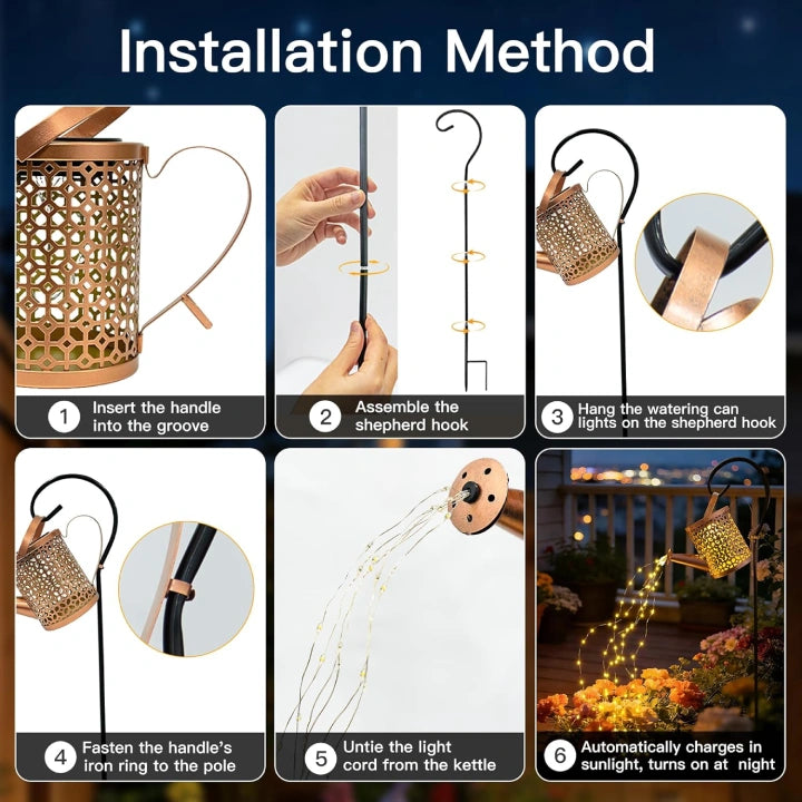 
                  
                    Ollny Beehive Solar Watering Can with Cascading Lights for Outdoor, Yard, Patio, Lawn(Warm White, IP65 Waterproof, 2 Modes)
                  
                