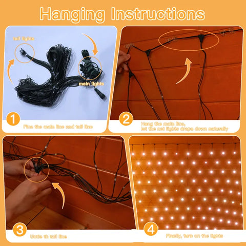 Ollny 210 LED 10*7ft Cool White Outdoor Net Lights (Green wire, IP67 Waterproof, Connectable)