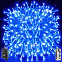 Ollny 800 LED 262ft Blue Halloween Christmas Lights (Clear Cable, Plug in, 8 Modes)
