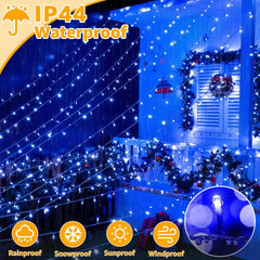 Ollny 800 LED 262ft Blue Halloween Christmas Lights (Clear Cable, Plug in, 8 Modes)