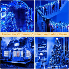 Ollny 800 LED 262ft Blue Halloween Christmas Lights (Clear Cable, Plug in, 8 Modes)