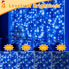 Ollny 800 LED 262ft Blue Halloween Christmas Lights (Clear Cable, Plug in, 8 Modes)