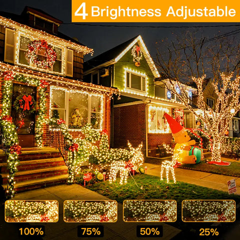 800 LED 262ft Warm White String Lights (Green Cable, Plug in, 8 Modes, IP44 Waterproof)