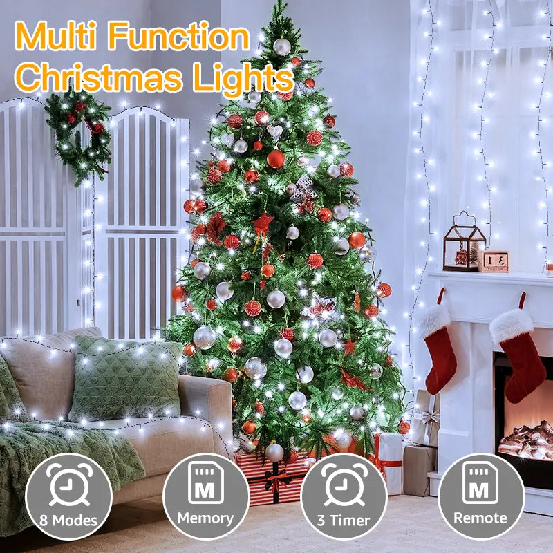 
                  
                    Ollny 800 LED 262ft Cool White String Lights (Green Cable, Plug in, 8 Modes, IP44 Waterproof)
                  
                