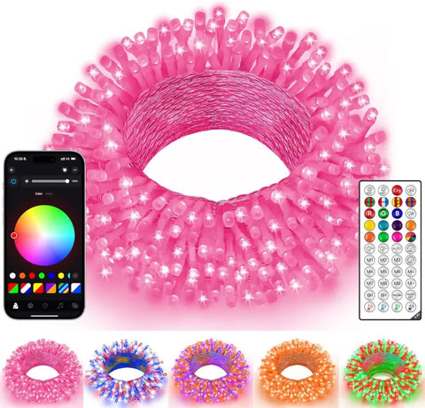 Ollny Smart Christmas Lights, 200 LED 66ft Christmas Tree Lights for House, Pathway, Tree(Clear Cable, APP Control, RGB 16M Colors, Programmable)