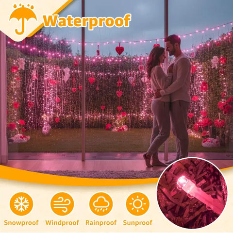 Ollny 200 LED 66ft Christmas RGB String Lights (Green Cable, Connectable, 130 Modes)