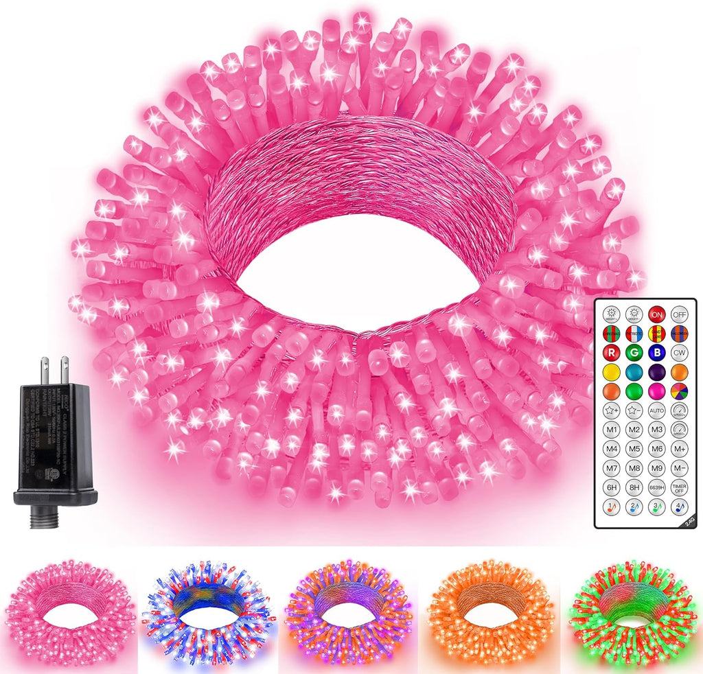 Ollny 100 LED 33ft Christmas RGB String Lights (Clear Cable, Connectable, 130 Modes)