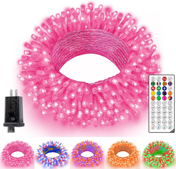 Ollny 100 LED 33ft Christmas RGB String Lights (Clear Cable, Connectable, 130 Modes)