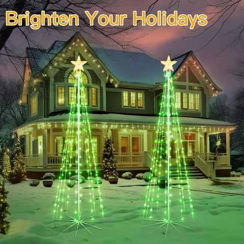 Ollny 170 LED 6ft-High Warm White and Green Christmas Tree Lights For Light Show (8 Modes, IP65 Waterproof, Clear Wire, Plug In)