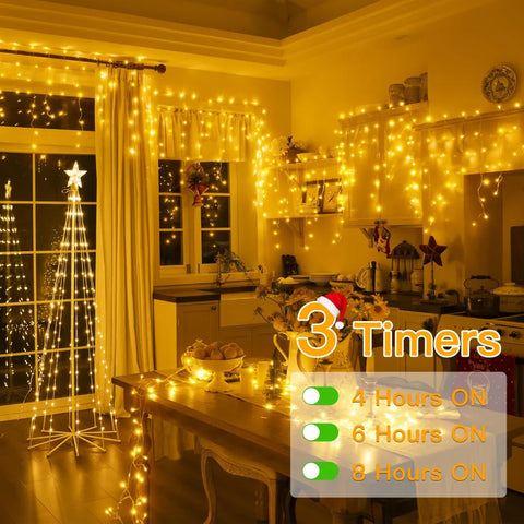 Ollny 1000 LED 82ft Warm White to Multicolor Christmas Icicle Lights (Clear Cable, Plug in, 8 Modes)