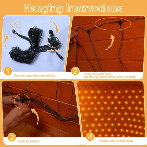 Ollny 210 LED 10*7ft Warm White Outdoor Net Lights (Green wire, IP67 Waterproof, Connectable)