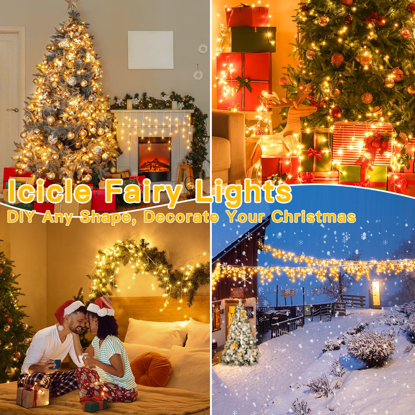 
                  
                    Ollny 12ft 108 LED Icicle Lights for Outside, 8 Lighting Modes 3 Timing Waterproof Icicle Christmas Lights Indoor Outdoor Decorations, Warm-white
                  
                