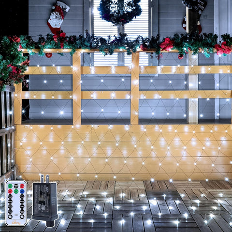 Ollny 210 LED 10*7ft Cool White Outdoor Net Lights (Green wire, IP67 Waterproof, Connectable)