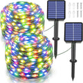Ollny 200 LED 66ft Multicolor Solar String Lights (2 Packs, Solar Power, 8 Modes, IP67 Waterproof)