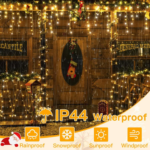 Ollny 504 LED 41ft Warm and Cool White Christmas Icicle Lights (Clear Cable, Plug in, 8 Modes), Connectable up to 3 Sets