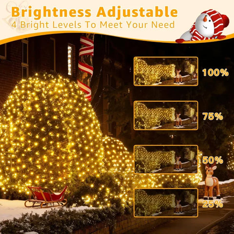 Ollny 210 LED 10*7ft Warm White Outdoor Net Lights (Green wire, IP67 Waterproof, Connectable)