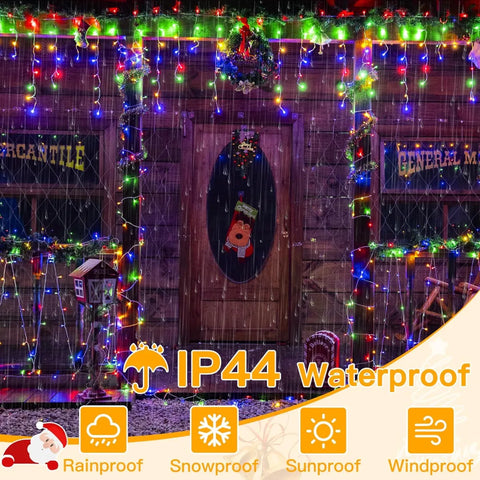 Ollny 1000 LED 82ft Warm White to Multicolor Christmas Icicle Lights (Clear Cable, Plug in, 8 Modes)