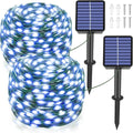 Ollny 200 LED 66ft Blue Solar String Lights (2 Packs, Solar Power, 8 Modes, IP67 Waterproof)