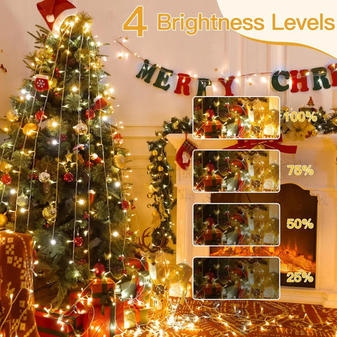 Ollny 400 LED 132ft Warm White and Cool White String Lights (Clear Cable, Plug in, 8 Modes, IP44 Waterproof)