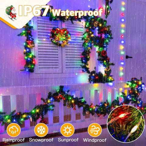 Ollny 1000 LED 382ft Multicolor Outdoor Christmas Lights (IP67 Waterproof, Clear Cable, Plug in, 8 Modes)