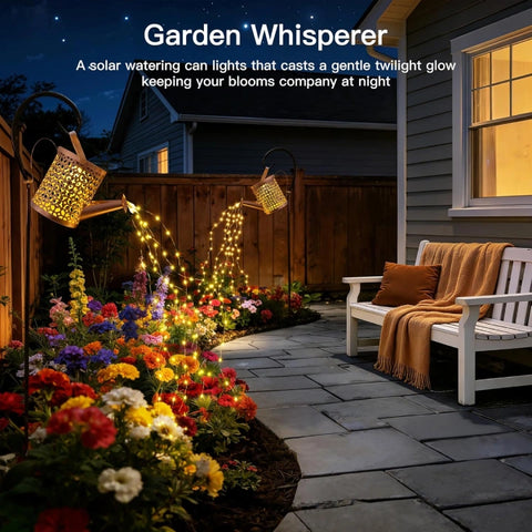 Ollny Beehive Solar Watering Can with Cascading Lights for Outdoor, Yard, Patio, Lawn(Warm White, IP65 Waterproof, 2 Modes)