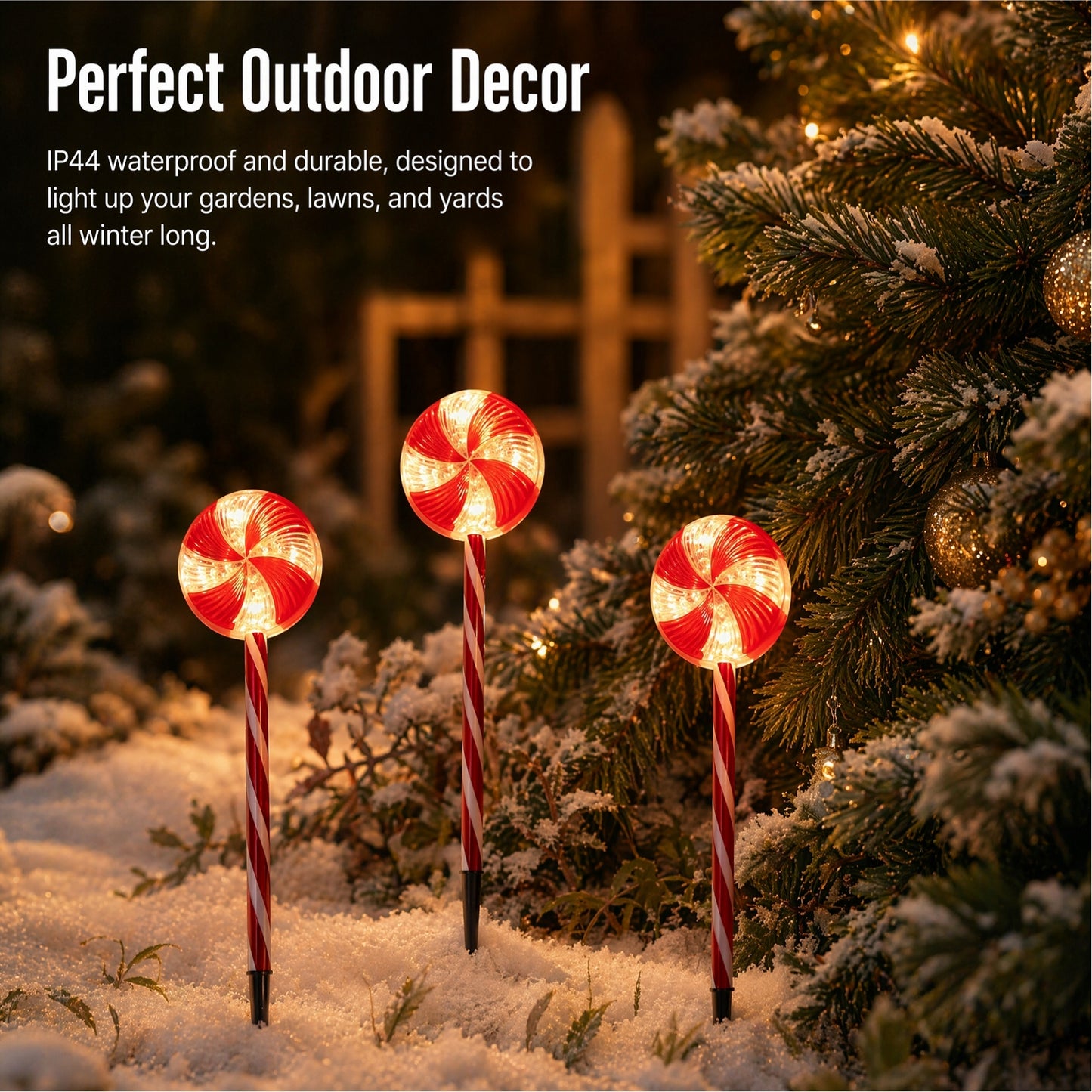 
                  
                    Ollny 24in 6pcs Christmas Pathway Lights, 8 Modes Candy Lights with Remote, 90 LEDs Waterproof String Light for Outdoor Garden Yard Decor
                  
                