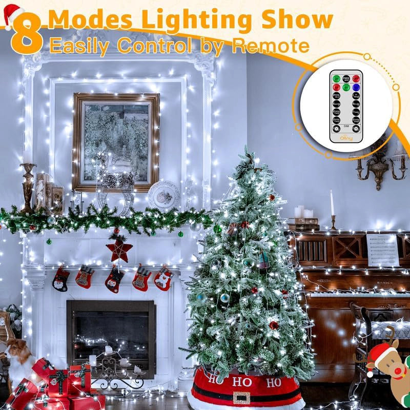 
                  
                    Ollny 800 LED 262ft Cool White String Lights (Clear Cable, Plug in, 8 Modes, IP44 Waterproof)
                  
                