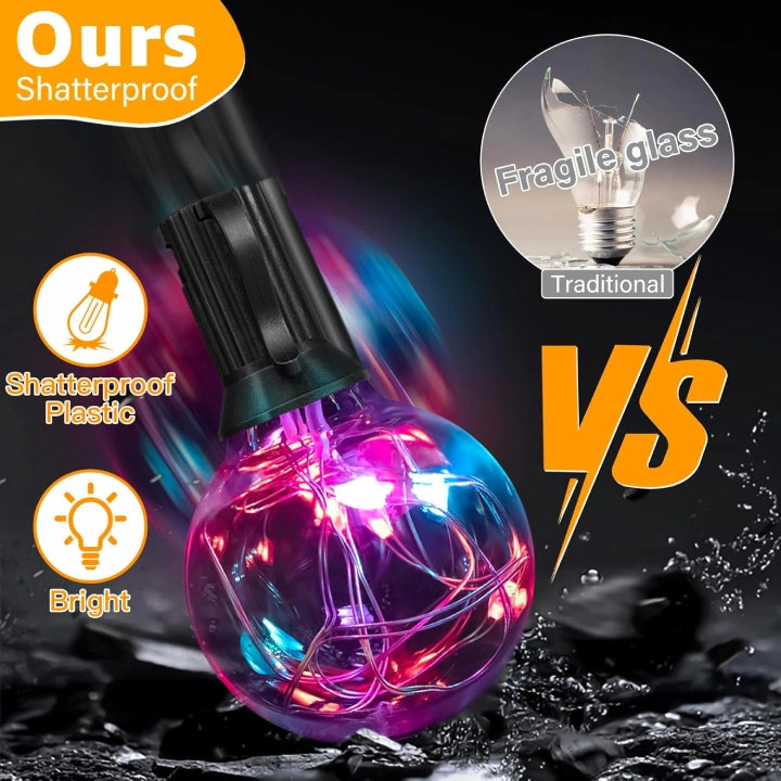 
                  
                    Ollny 30 Bulbs 30ft G40 Globe Bulb String Lights (18 Colors, 8 Modes, IP45 Waterproof)
                  
                