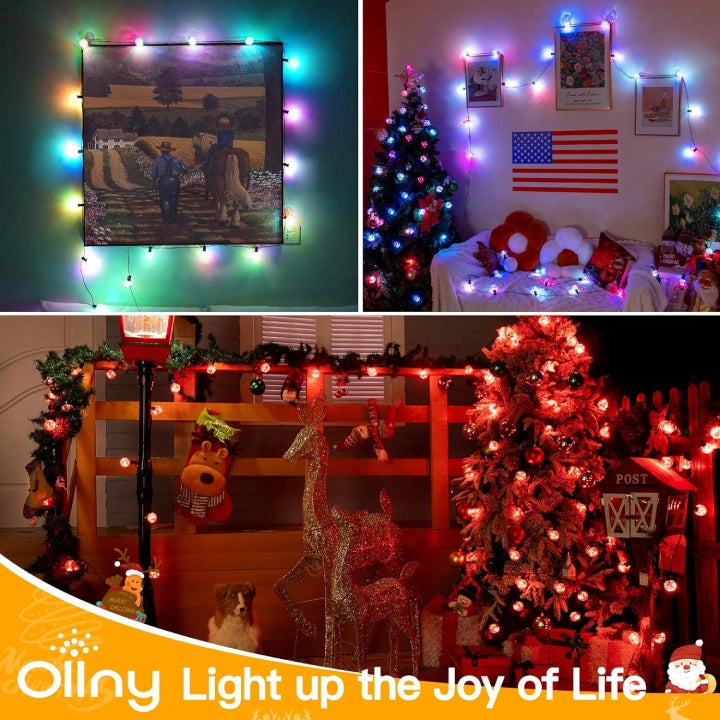 
                  
                    Ollny 30 Bulbs 30ft G40 Globe Bulb String Lights (18 Colors, 8 Modes, IP45 Waterproof)
                  
                