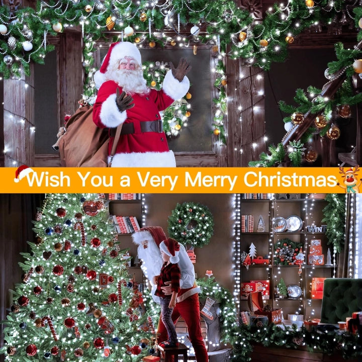 
                  
                    Ollny 400 LED 132ft Cool White Christmas Lights (Green Cable, Plug in, 8 Modes, IP44 Waterproof)
                  
                