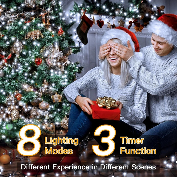 
                  
                    Ollny 500 LED 164ft Cool White Christmas Lights (Green Cable, Plug in, 8 Modes, IP44 Waterproof)
                  
                